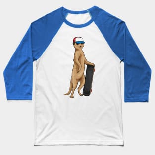 Meerkat Skater Skateboard Sports Baseball T-Shirt
